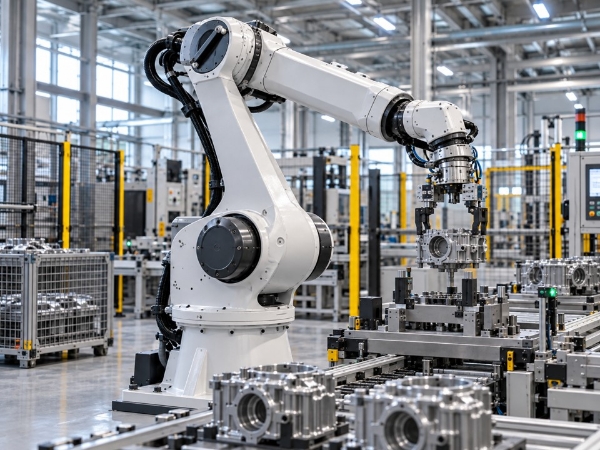 工場内の産業用ロボット